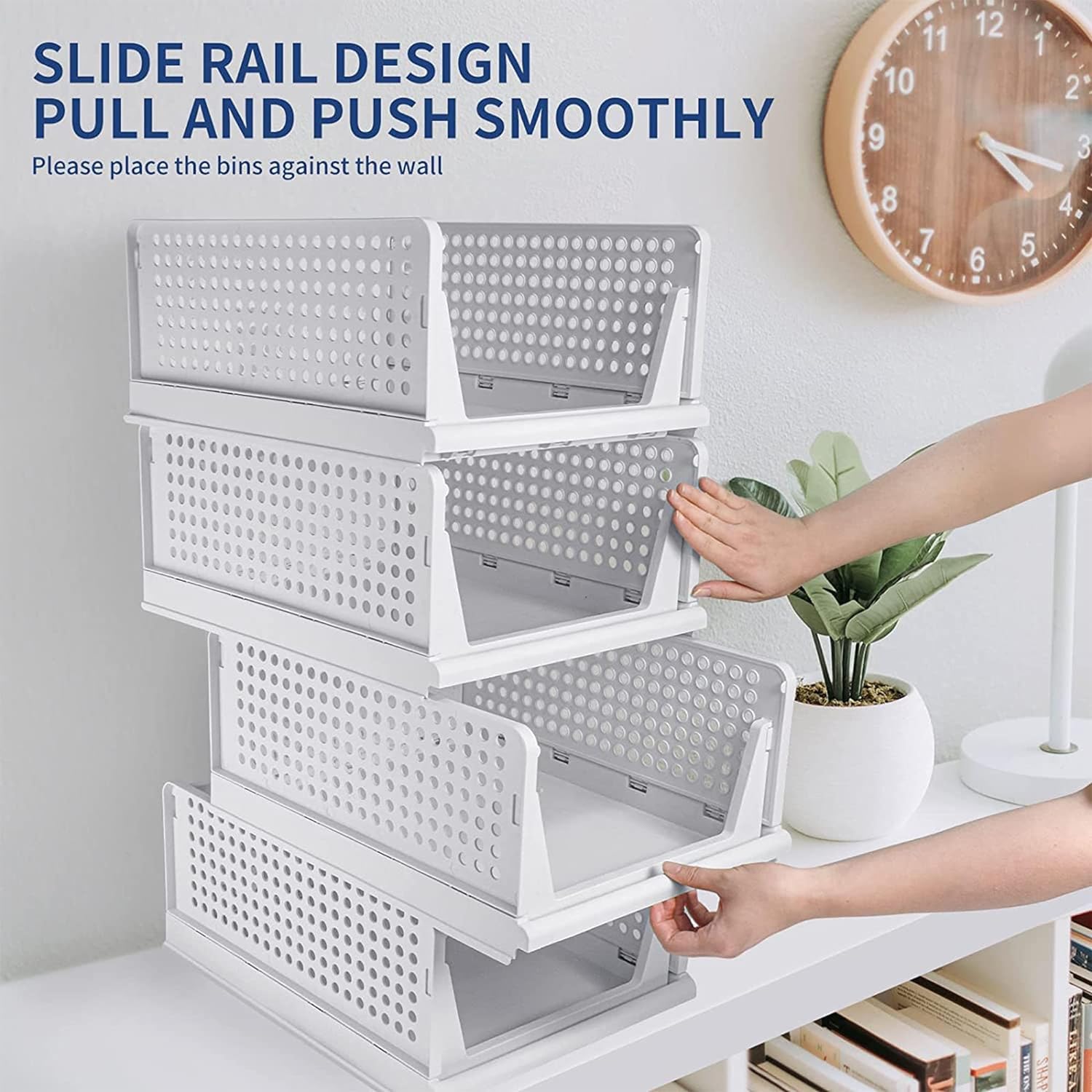 Giftock Plastic 4 Layer Adjustable Sliding Drawer, Foldable Closet Storage Drawer for Home & Office - White (Sliding Drawer)