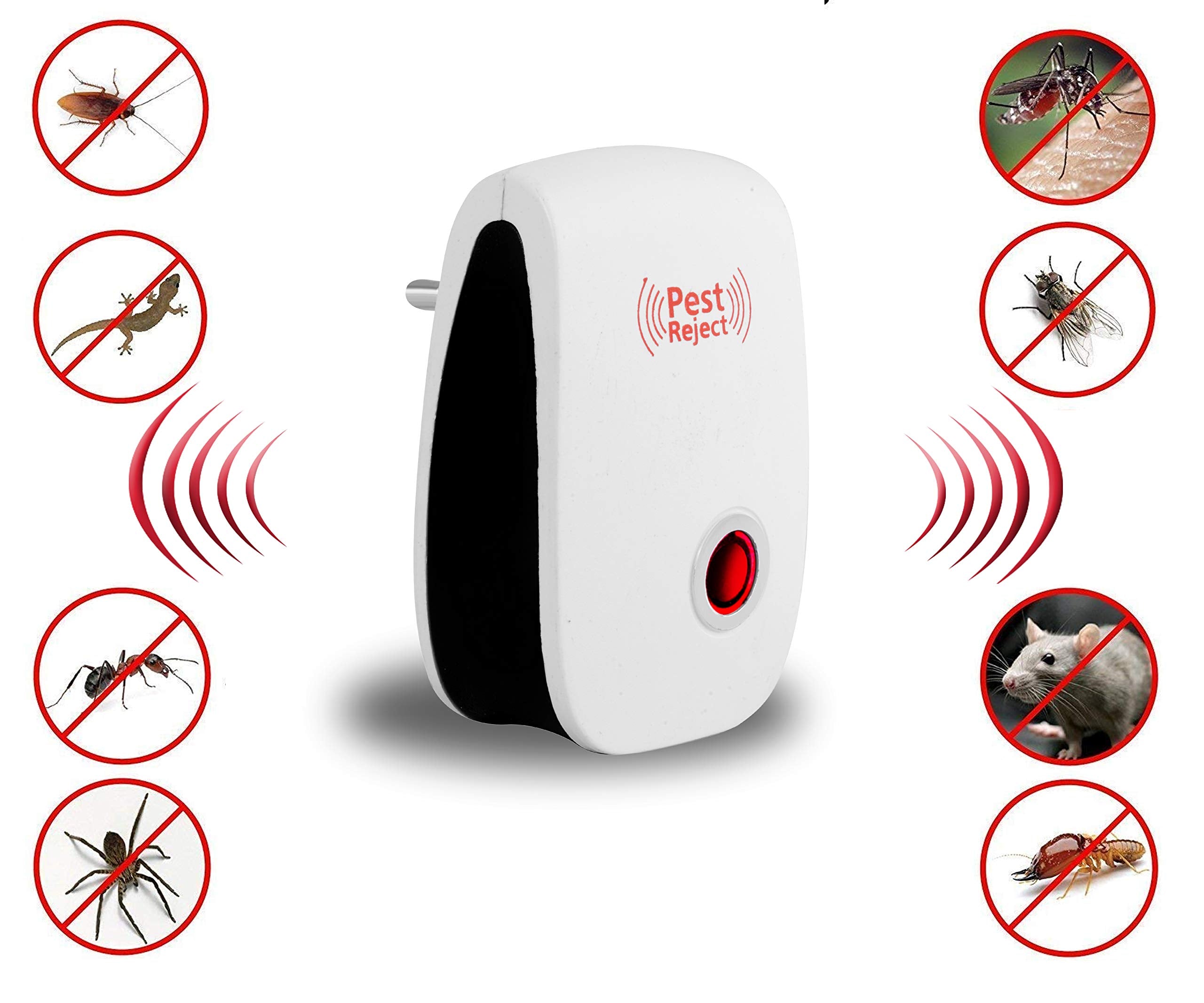 GiftockPEST REJECT Ultrasonic Pest Repeller to Repel Rats, Cockroach, Mosquito, Home Pest and Rodent Repelling Aid for Mosquito, Cockroaches, Ants Spider Insect Pest Control Electric Pest Repelling (White)