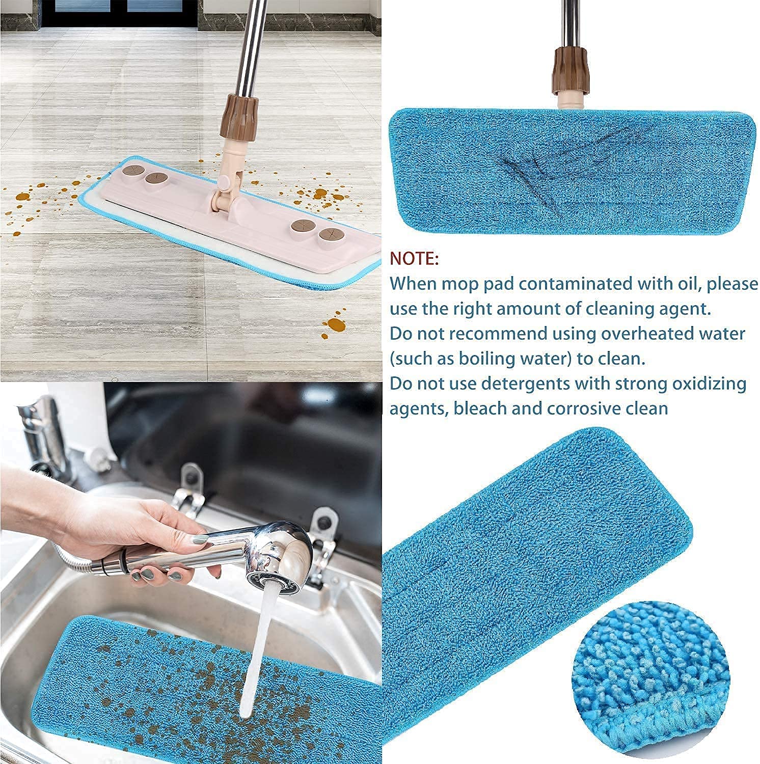 Giftock Replacement Microfiber Spray Mop Pads Refill Cloth Heads Pads Microfiber Mop Cleaning Pads for Spray Mops Floor Cleaning House Tool (3 Pcs)