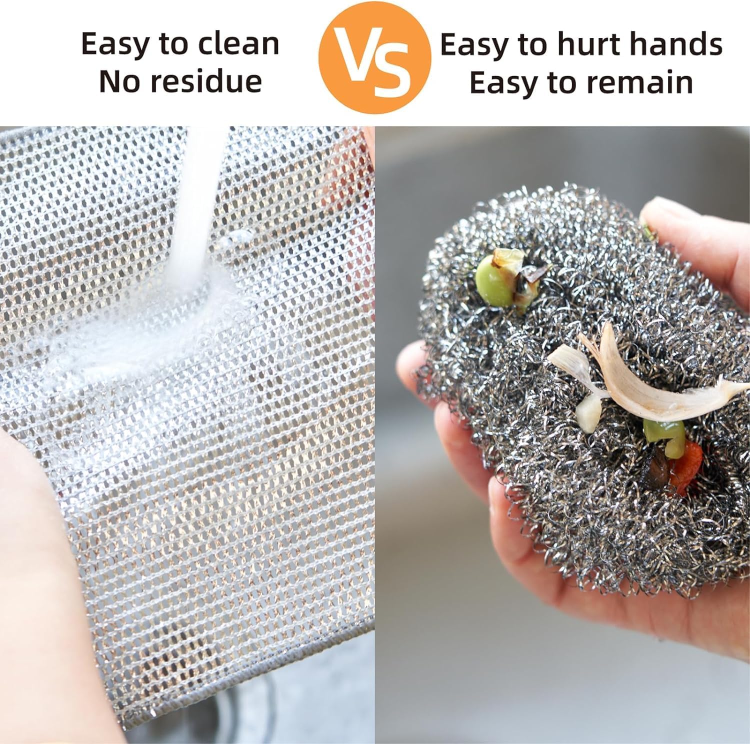 Giftock 5 Pack Non Scratch Dish Wash Cloth & 2 Gaps Cleaning Brush, Multipurpose Wire Dishwashing Rags for Wet and Dry, Easy Rinsing, Reusable, Mesh Wire Cloth for Kitchen, Sinks, Pots, Pans