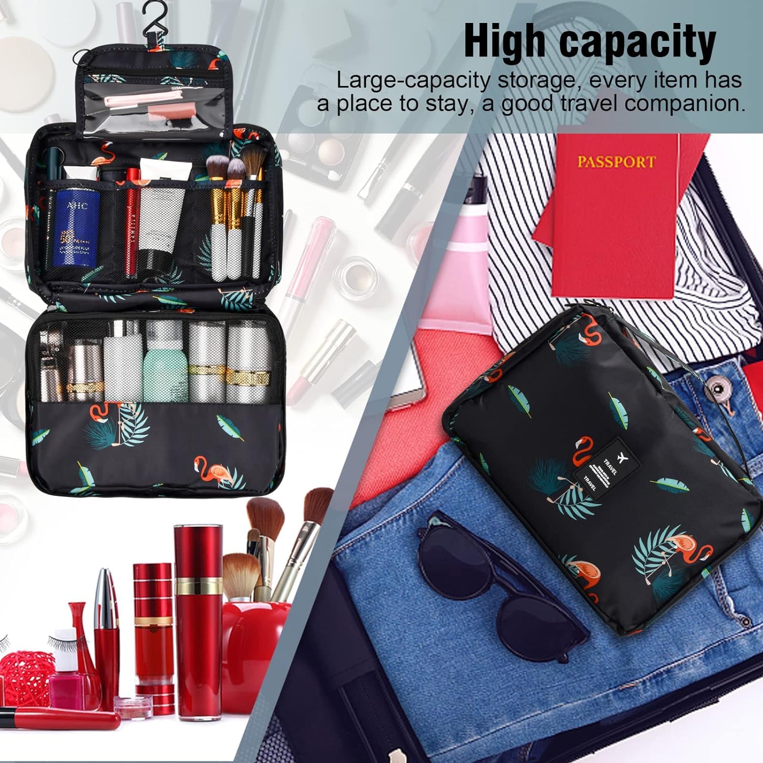 Giftock Cosmetic Hanging Toiletry Bag for Men Women Travel Organizer Accessory Waterproof Nylon Makeup Shaving Kit Pouch Bag for Men Women