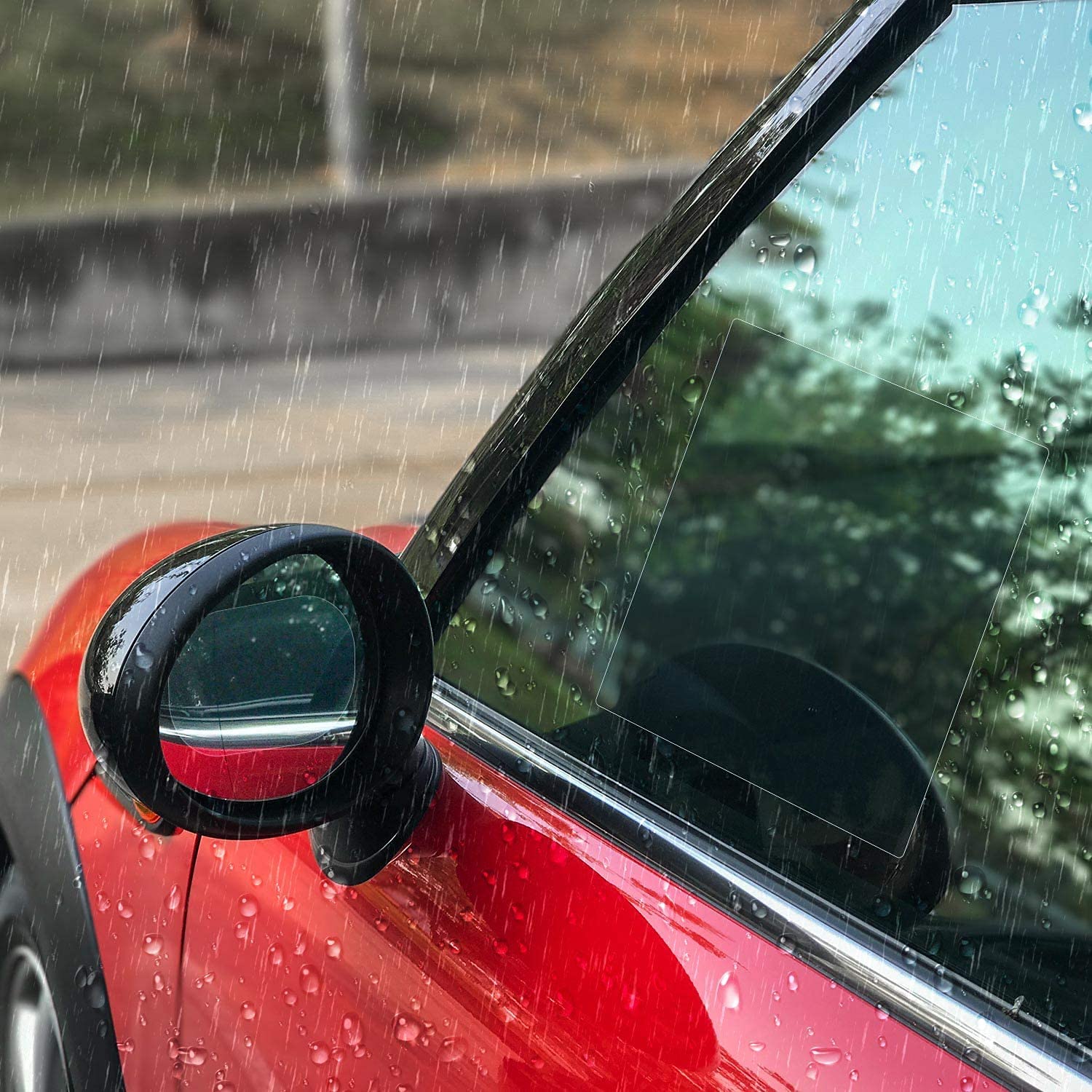 Giftock Universal Car Accessories Rear-View Mirror Waterproof Anti Fog Rainproof Anti-Water Protective Film Sticker for Car (Square - 2 PCs)