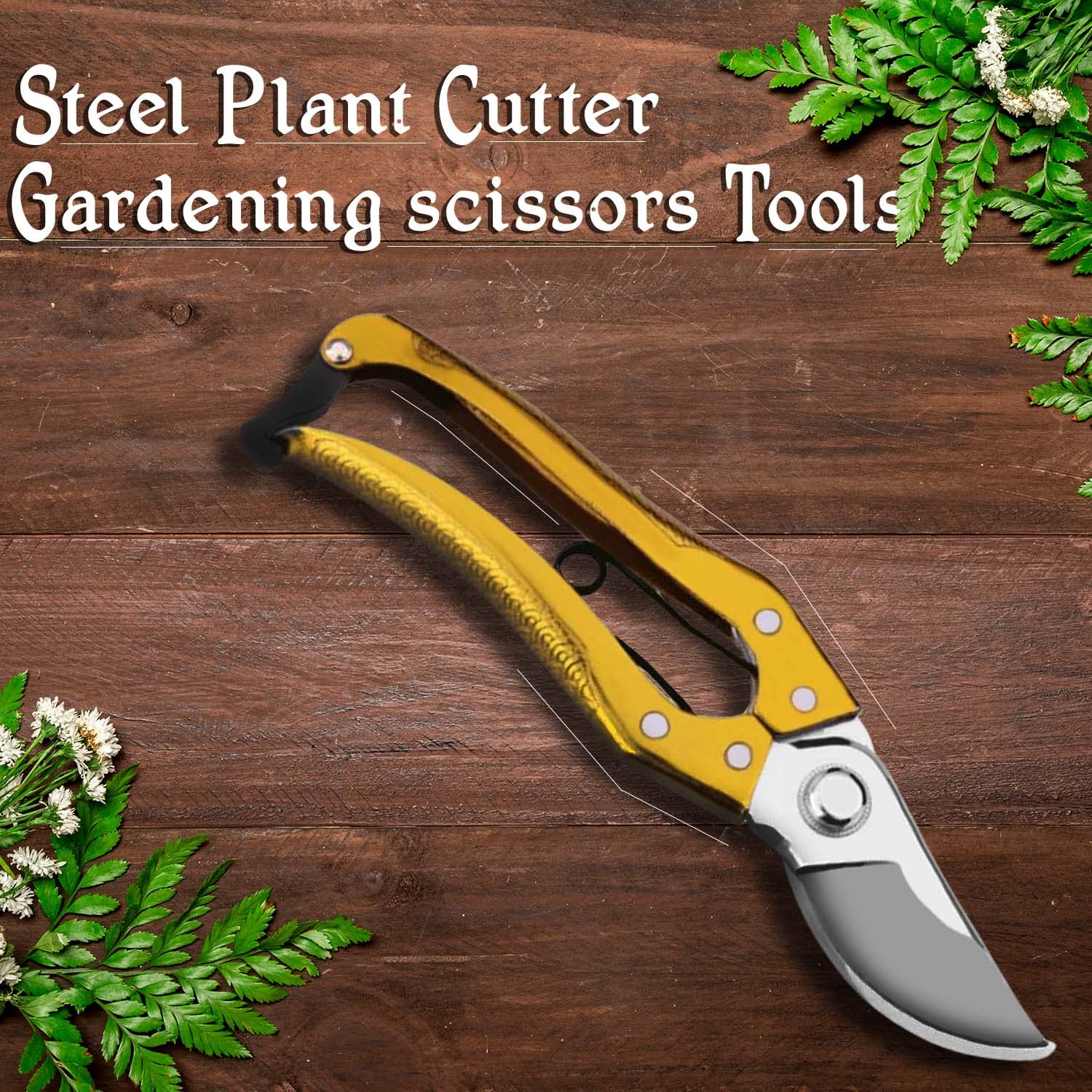 Giftock Heavy Duty Plant Cutter For Home Garden | Grip-Handle Flower Sharp Cutter | 8 Inch Garden Bypass Pruning Shears | Pruners Scissor with Safety Lock | Garden Scissors For Home Gardening