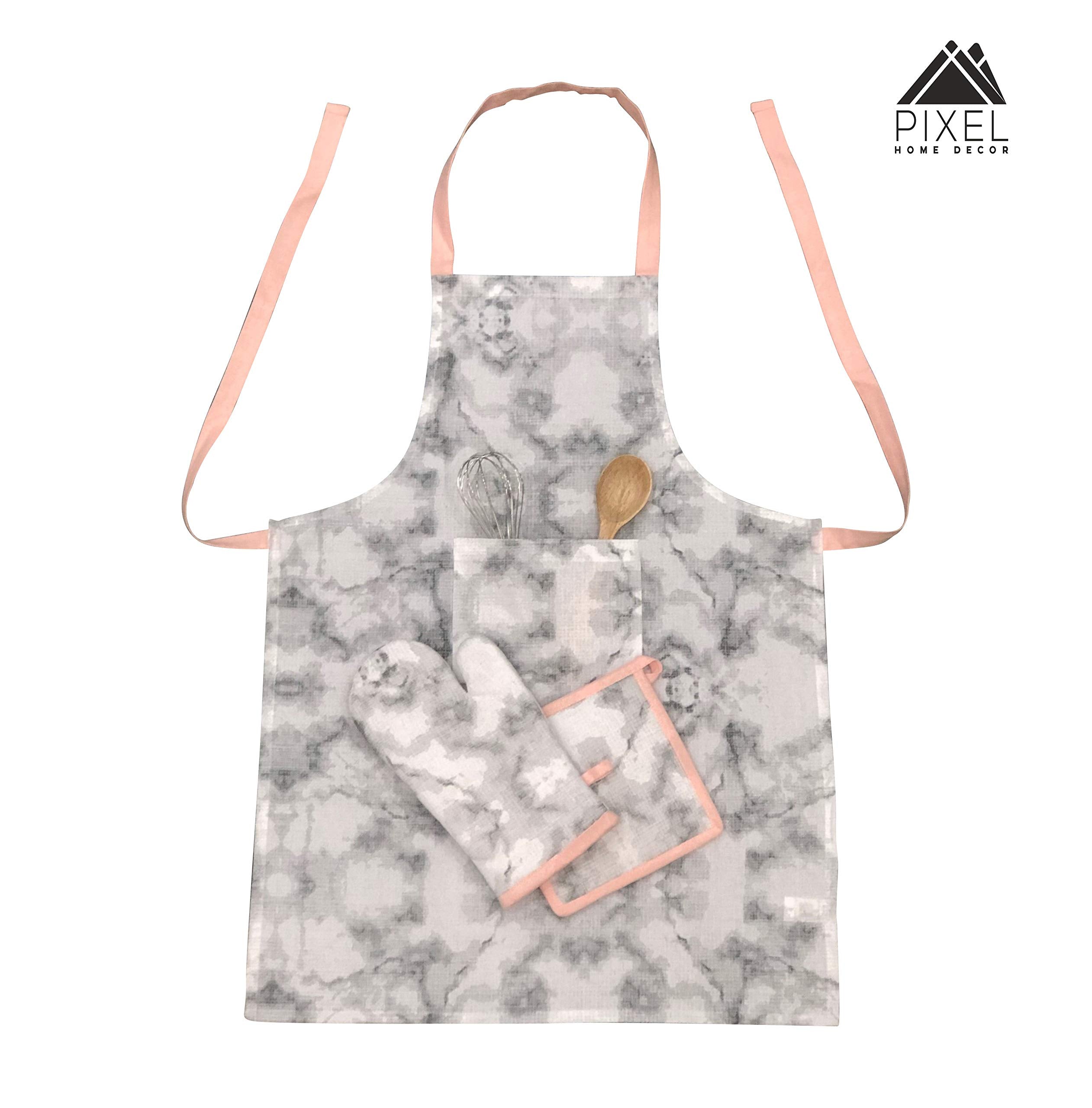 Giftock Printed Cotton Oven Mitten with Pot Holder (Multi)
