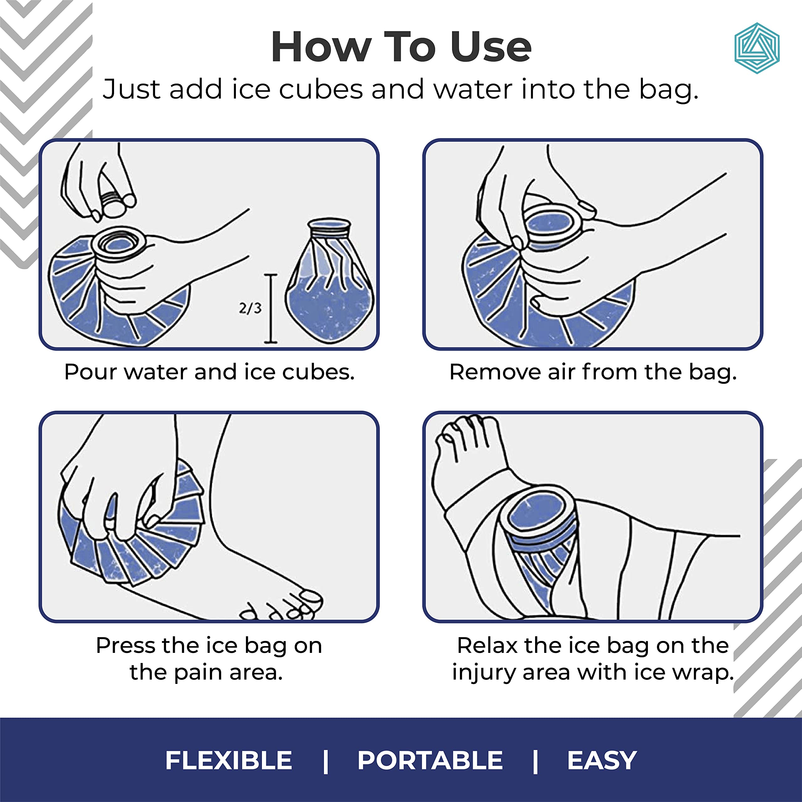 Giftock Ice bag for Pain Relief Cold - Ice Pack Bag for Pain Relief - Cold Water Bag for Pain Relief, Injuries, and Cold Therapy (9 Inch)