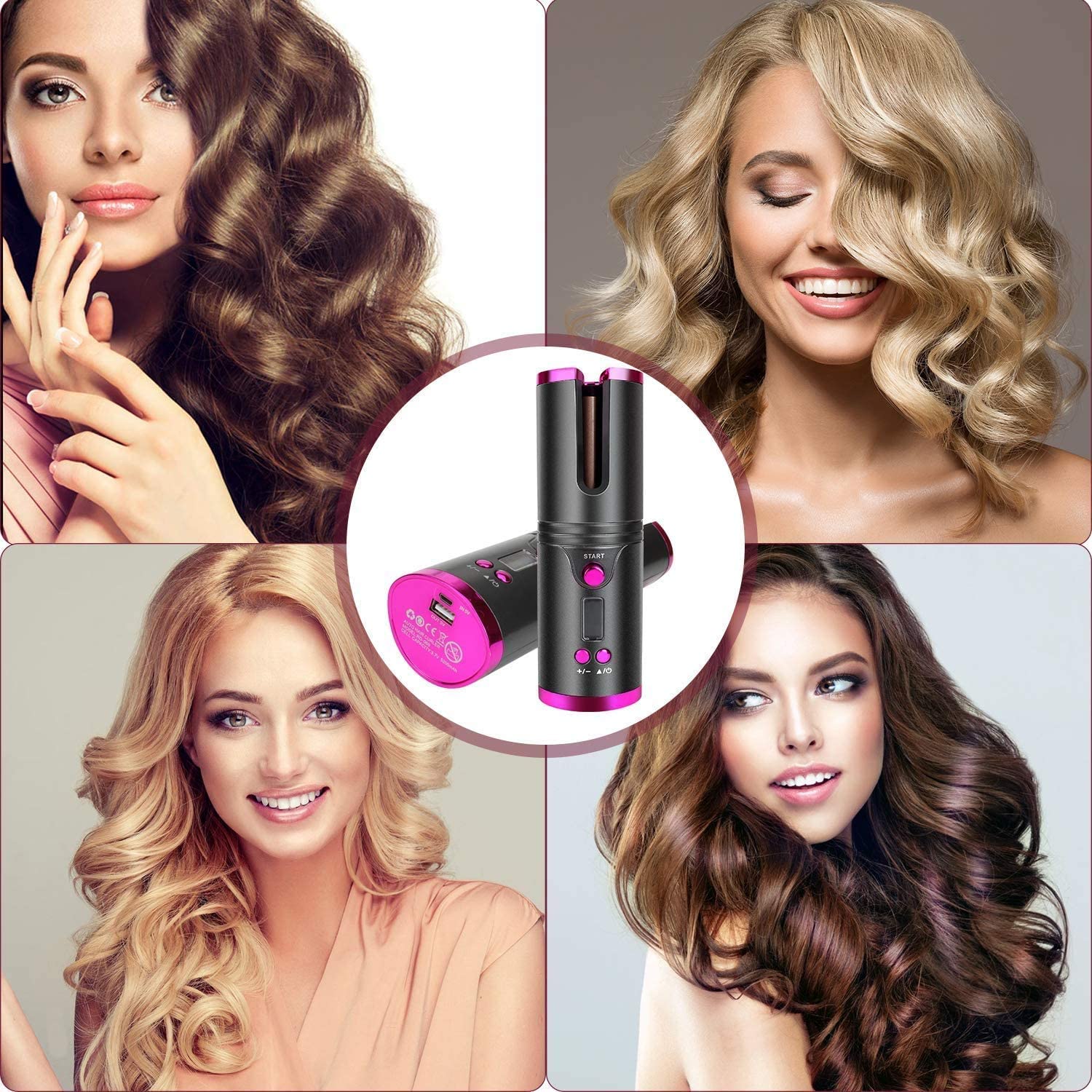 Giftock -Hair-Curler-Cordless-Automatic-Hair-Curler-Portable-Curling-Iron-with-LCD-Temperature-Display-Fast-Heating-Auto-Rotating-Hair-Curler-USB-Rechargeable-for-Travel-Home