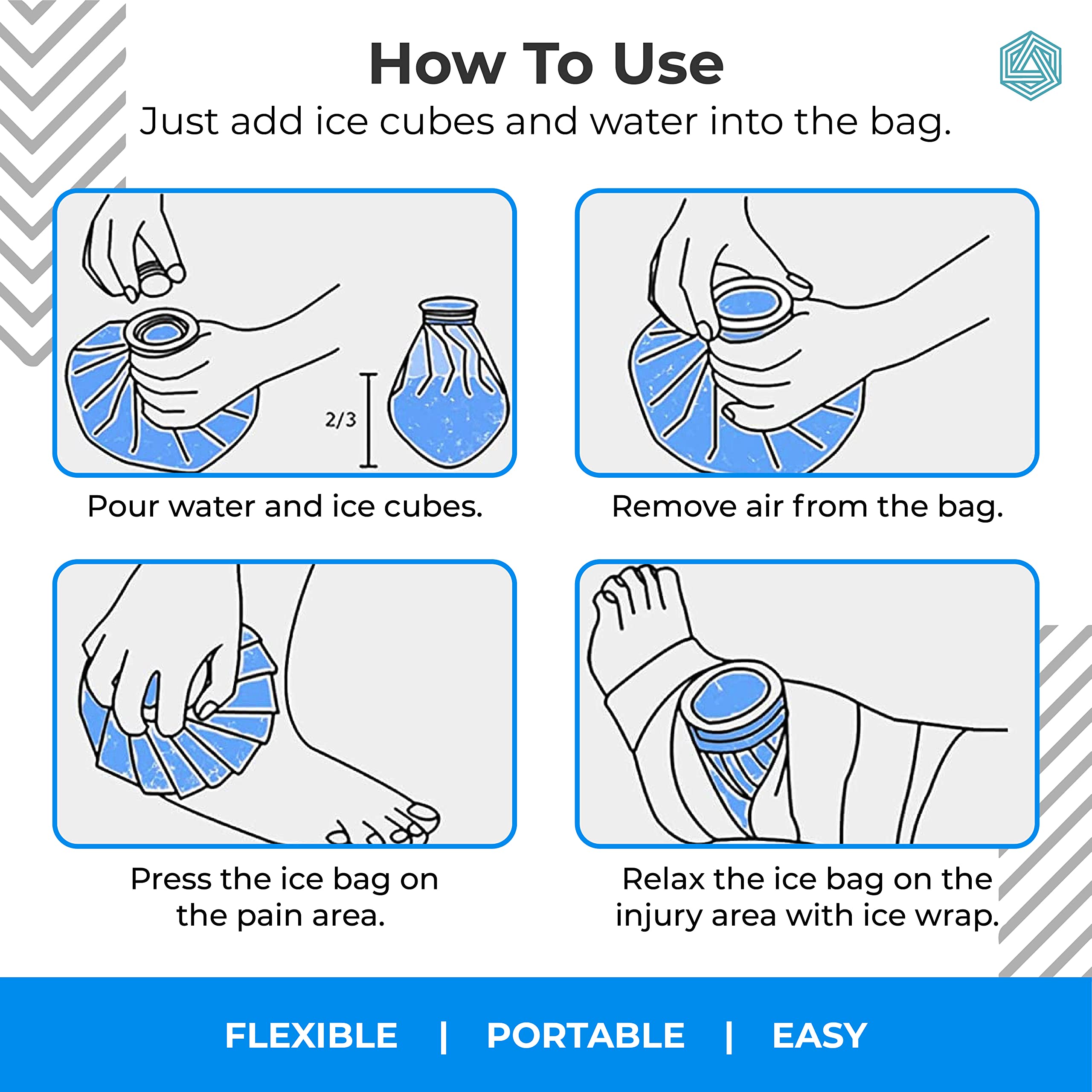 Giftock Ice bag for Pain Relief Cold - Ice Pack Bag for Pain Relief - Cold Water Bag for Pain Relief, Injuries, and Cold Therapy (9 Inch)