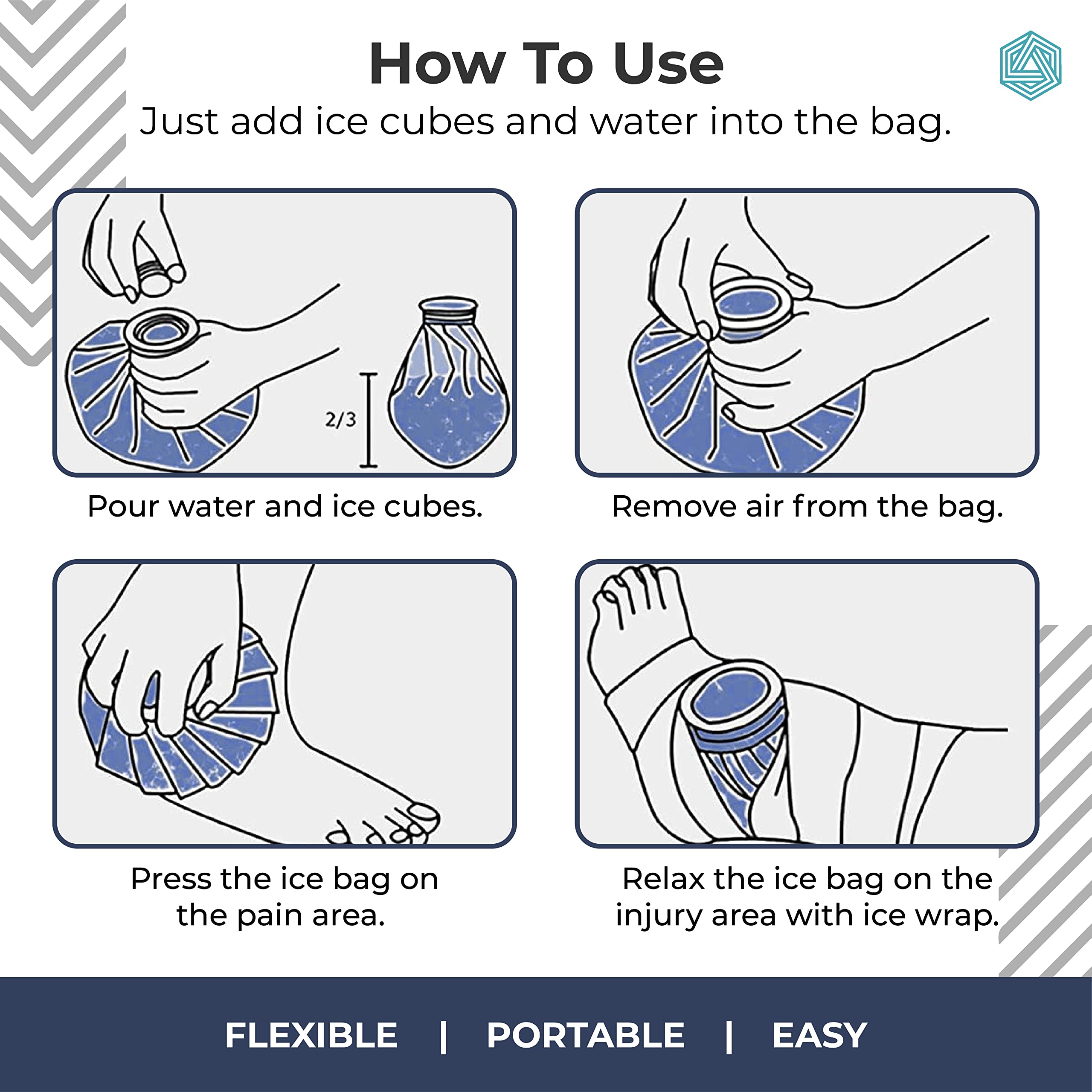 Giftock Ice bag for Pain Relief Cold - Ice Pack Bag for Pain Relief - Cold Water Bag for Pain Relief, Injuries, and Cold Therapy (9 Inch)