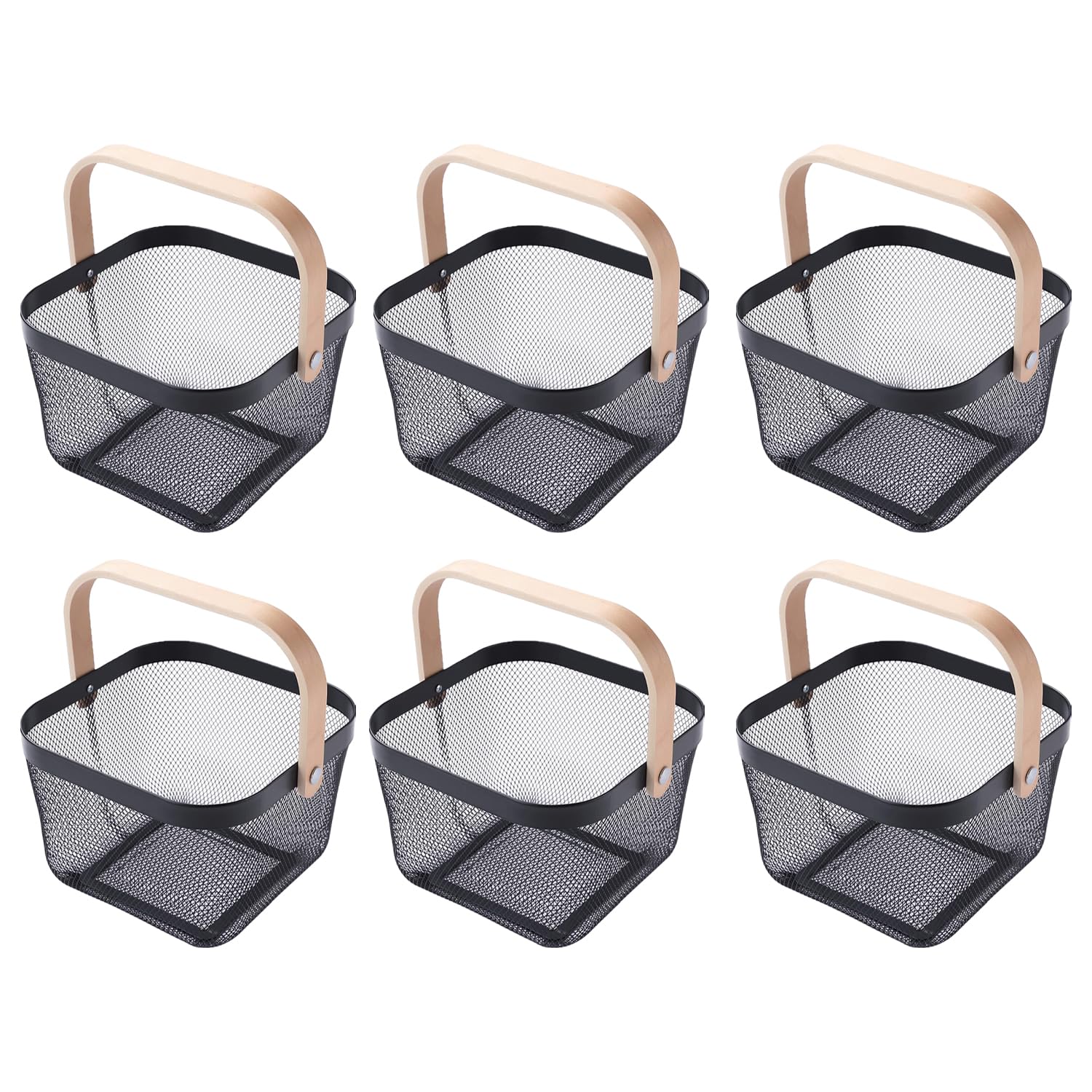 Giftock Metal Wire Basket With Handle|Storage Basket Fot Fruits, Books|Mesh Open Storage Bin|Storage Organizer
