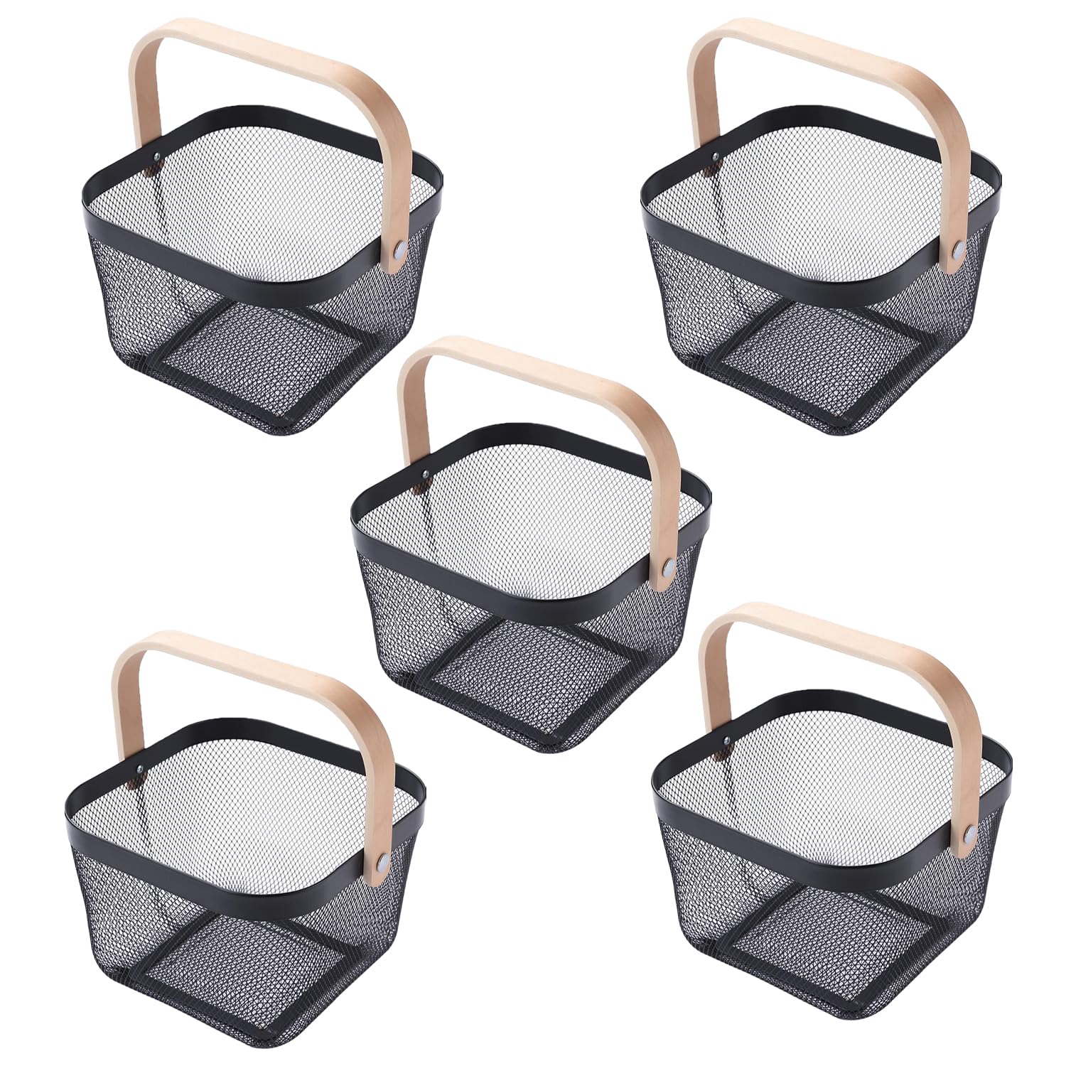 Giftock Metal Wire Basket With Handle|Storage Basket Fot Fruits, Books|Mesh Open Storage Bin|Storage Organizer