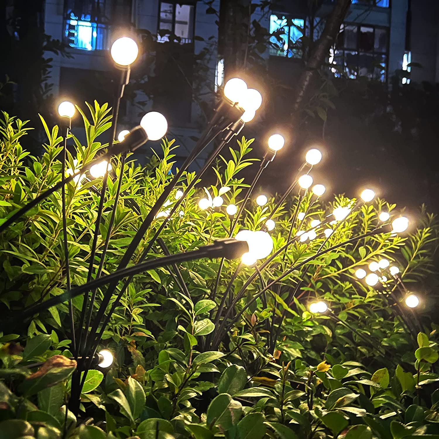 Giftock Solar Garden Lights Outdoor Solar Firefly Lights Waterproof Solar Garden Decorative Lights 2 Lighting Mode [ 6 LED, Warm Yellow ]