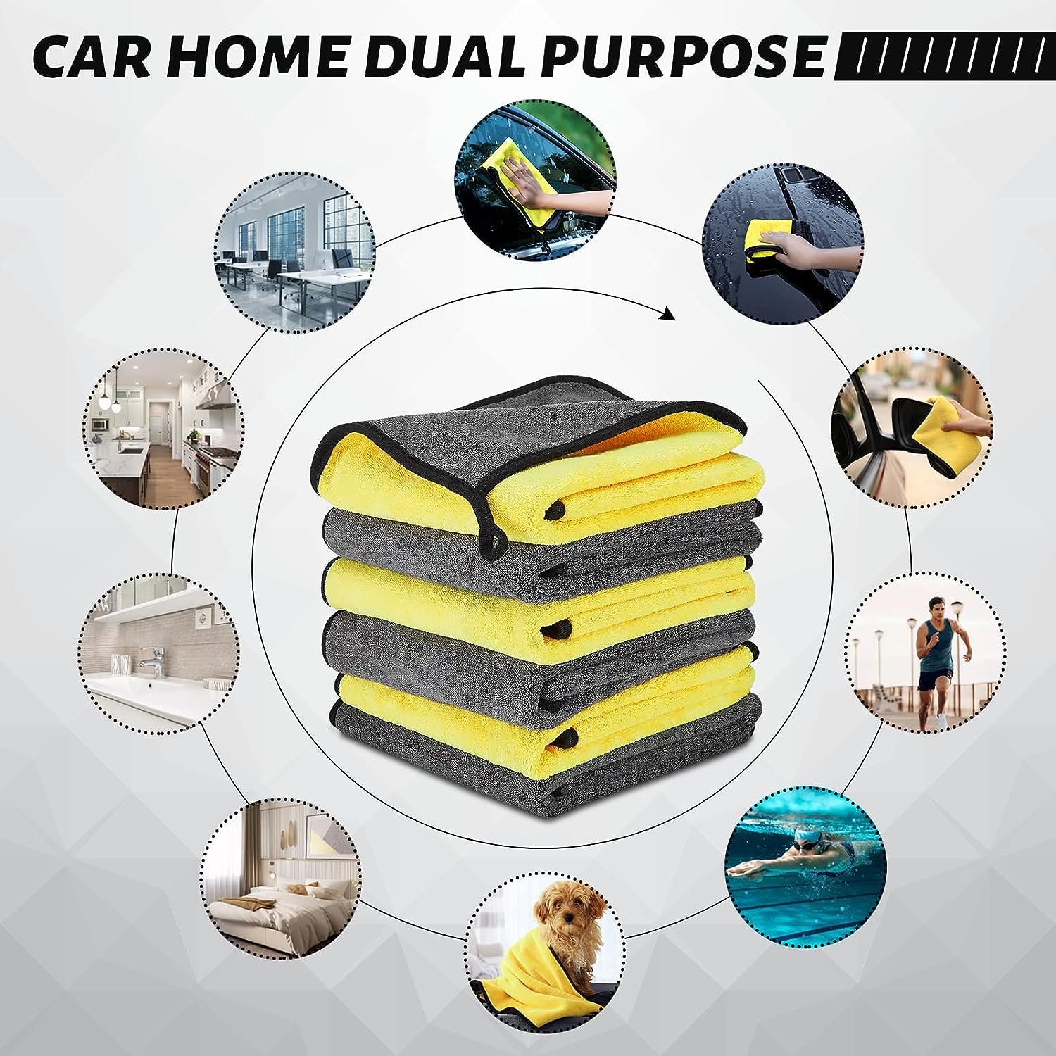 Giftock Microfiber Cloth - 3 pcs - 40x40 cms - 800 GSM Multi- Thick Lint & Streak-Free Multipurpose Cloths - Automotive Microfibre Towels for Car Bike Cleaning Polishing Washing & Detailing.