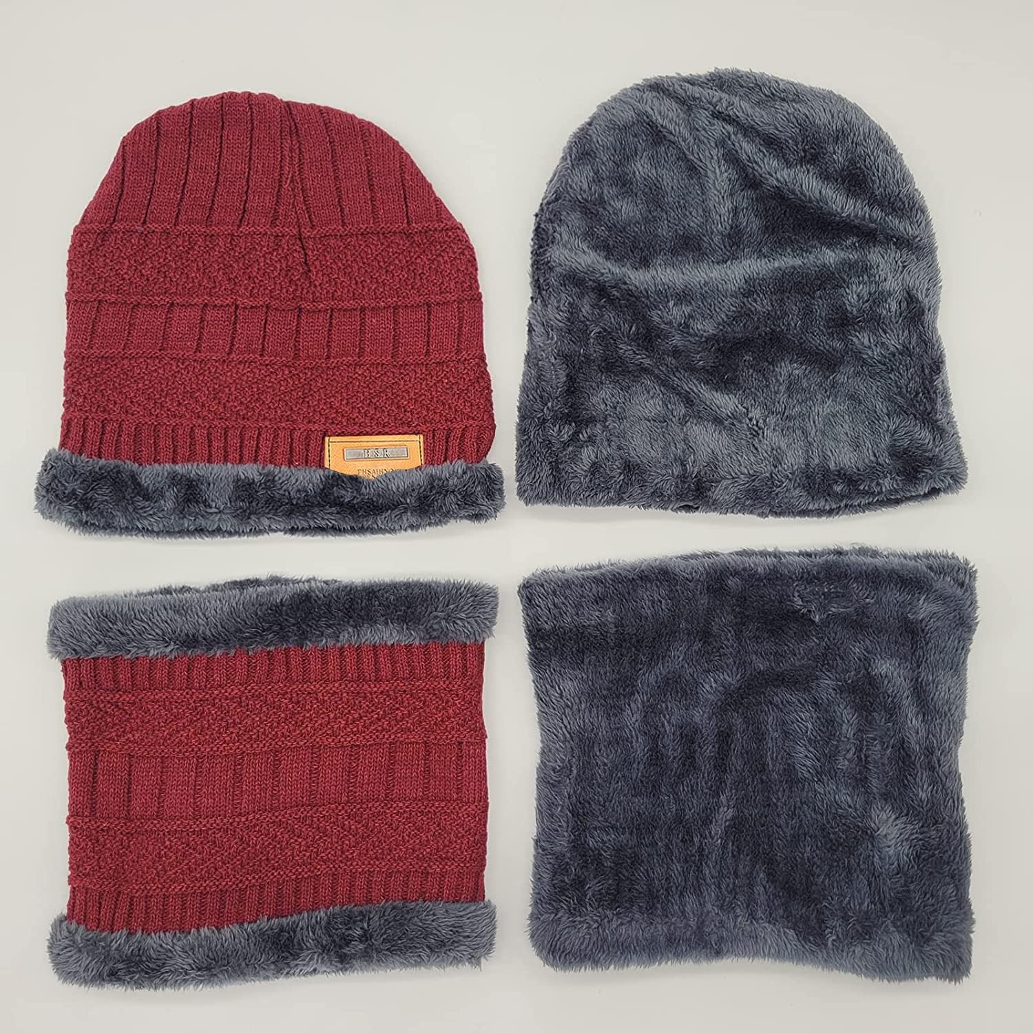 Giftock Wool Beanie Cap & Muffler for Mens & Women  Winter Cap for Men  Mens Woolen Cap with Neck Muffler  Winter Muffler for Women  Soft Woolen Muffler & Cap for Men & Women Black