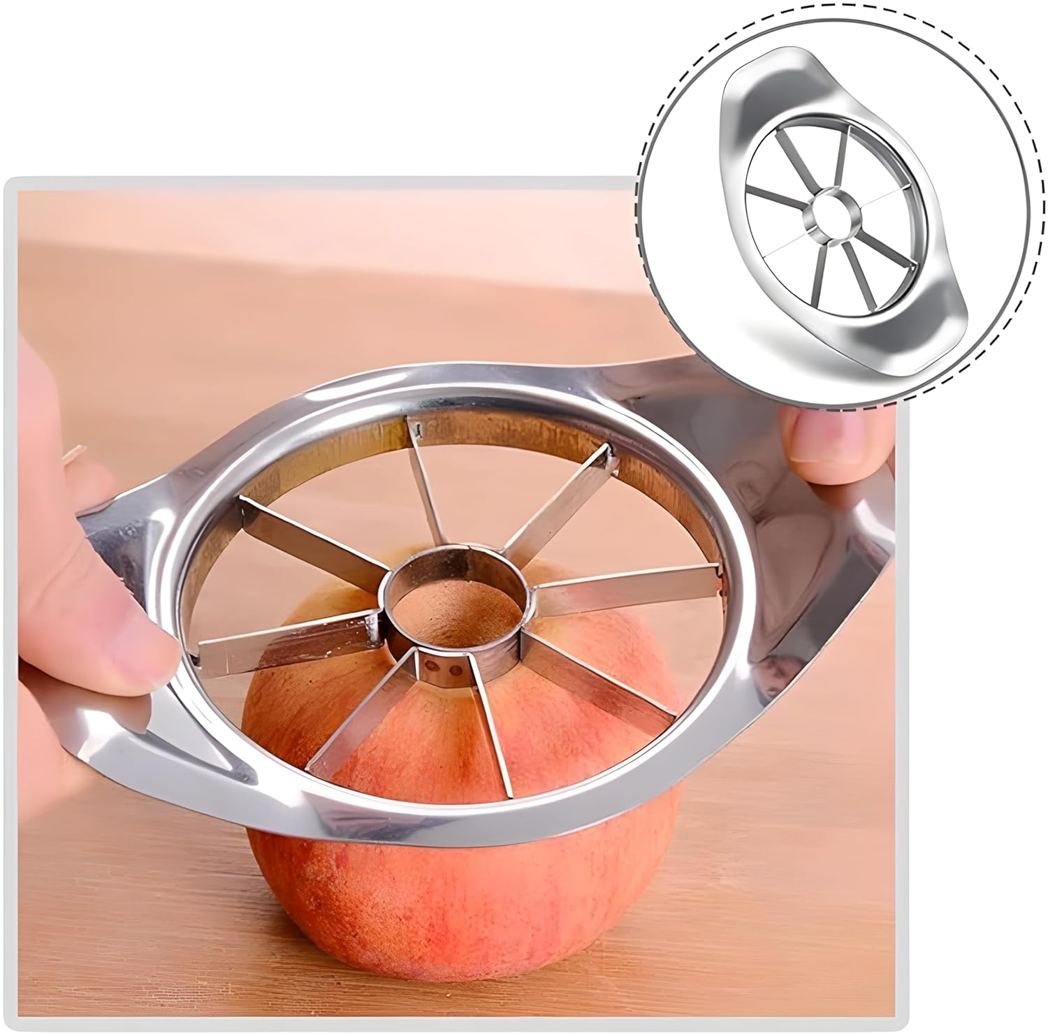 Giftock Apple Slicer, Corer, Cutter, Divider with 8 Stainless Steel Sharp Blades,Premium Dainty Gadget for Apples and More, Green (Steel Body)