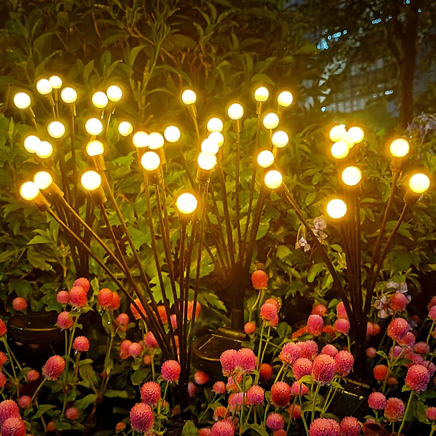 Giftock Solar Garden Lights Outdoor Solar Firefly Lights Waterproof Solar Garden Decorative Lights 2 Lighting Mode [ 6 LED, Warm Yellow ]