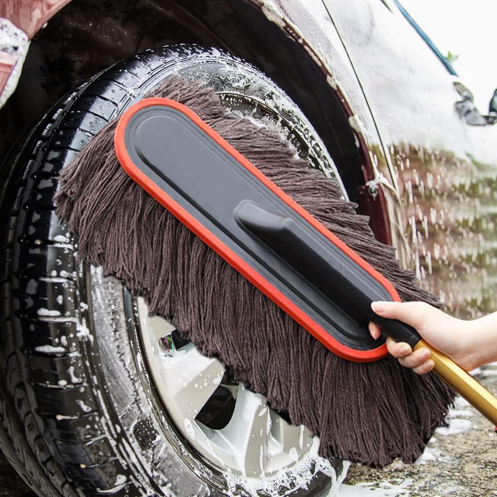 Car Duster with Telescopic Handle Car Cleaning Tool Super Soft Cotton Wire Cleaning Brush for Dusting Cars Home (Multi)