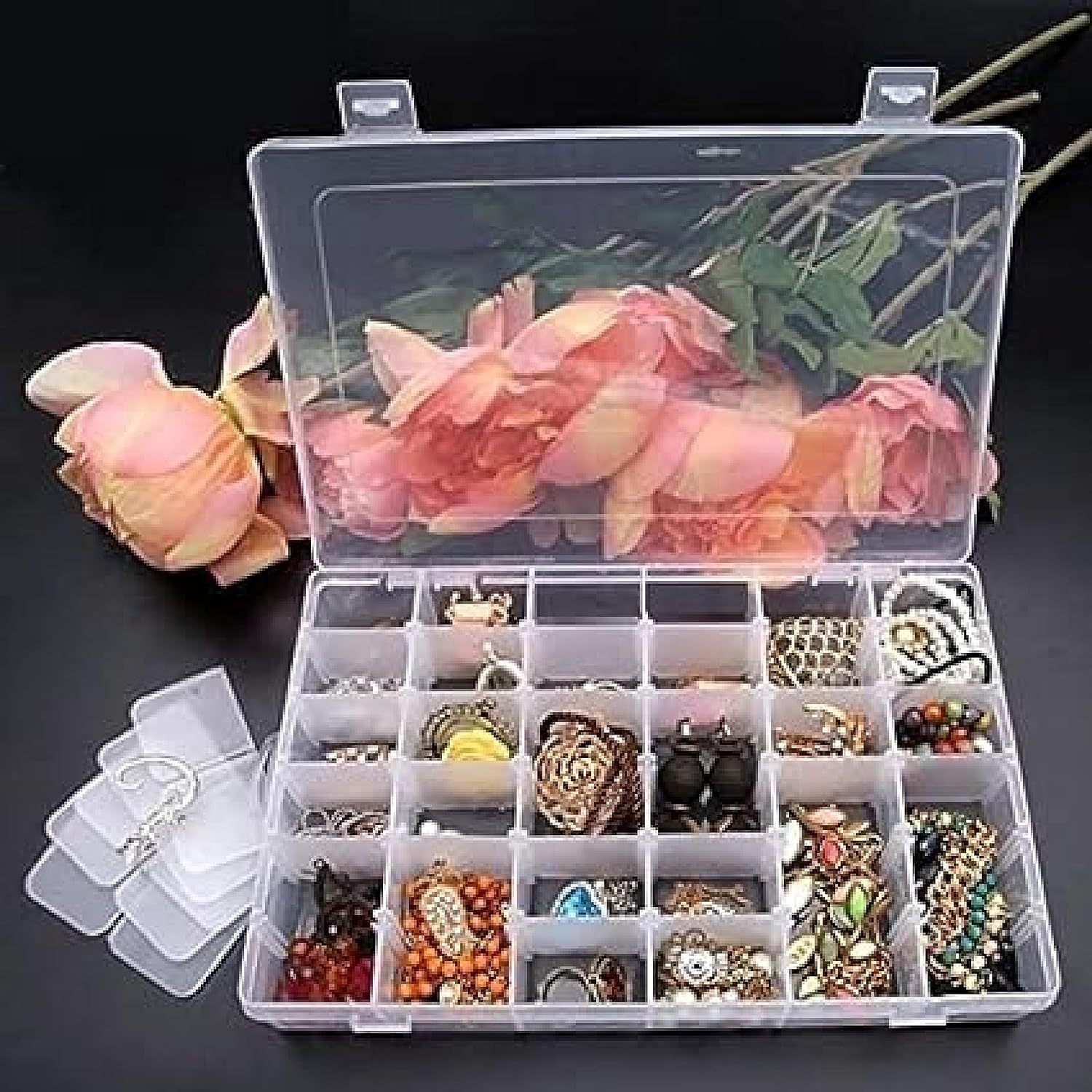 Giftock Sr 36 Grid Cells Multipurpose Clear Transparent Plastic Storage Box With Removable Dividers Jewelry Box Organizer Storage Container