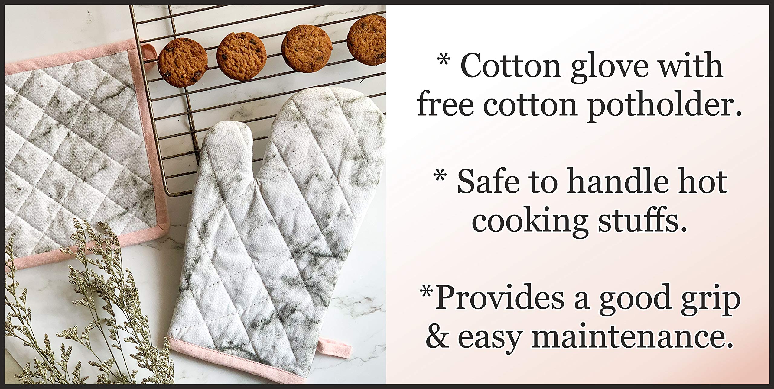 Giftock Printed Cotton Oven Mitten with Pot Holder (Multi)