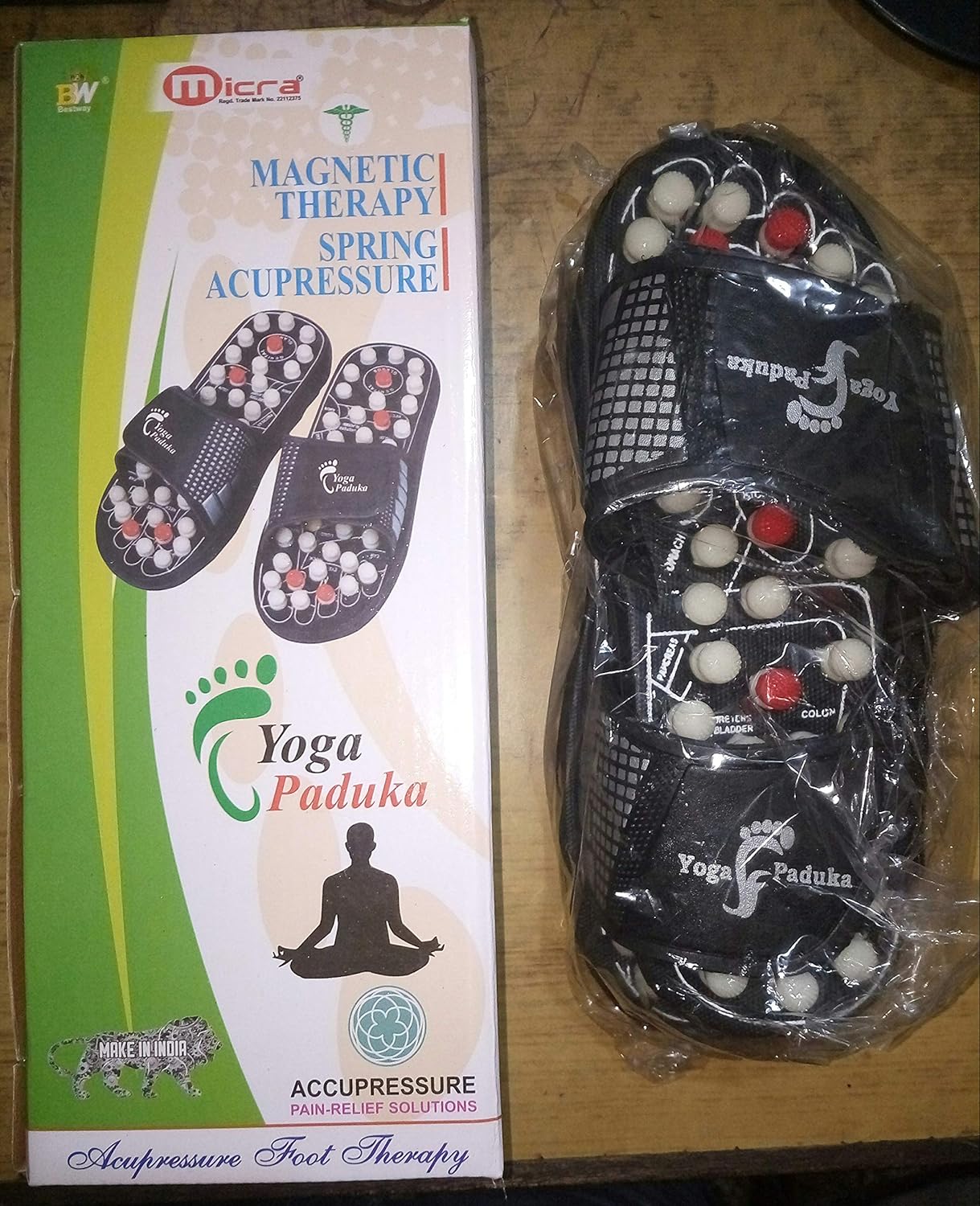 Giftock Spring Acupressure Magnetic Therapy Sandals |Yoga Paduka Acupressure Foot Relaxer| Foot Massager Slipper| Rotating Acupressure Foot Slippers for Men & Women (6 UK)