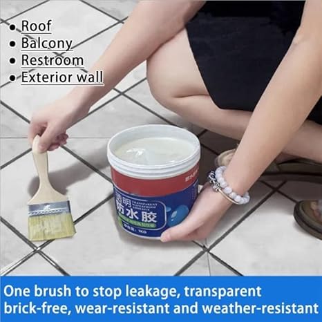 Transparent Waterproof Glue 300g with Brush, Leakage Protection Outdoor Bathroom Wall Tile Window Roof, Anti-Leakage Agent, sealant glue, Roof Sealant Waterproof Gel (Pack of 1)