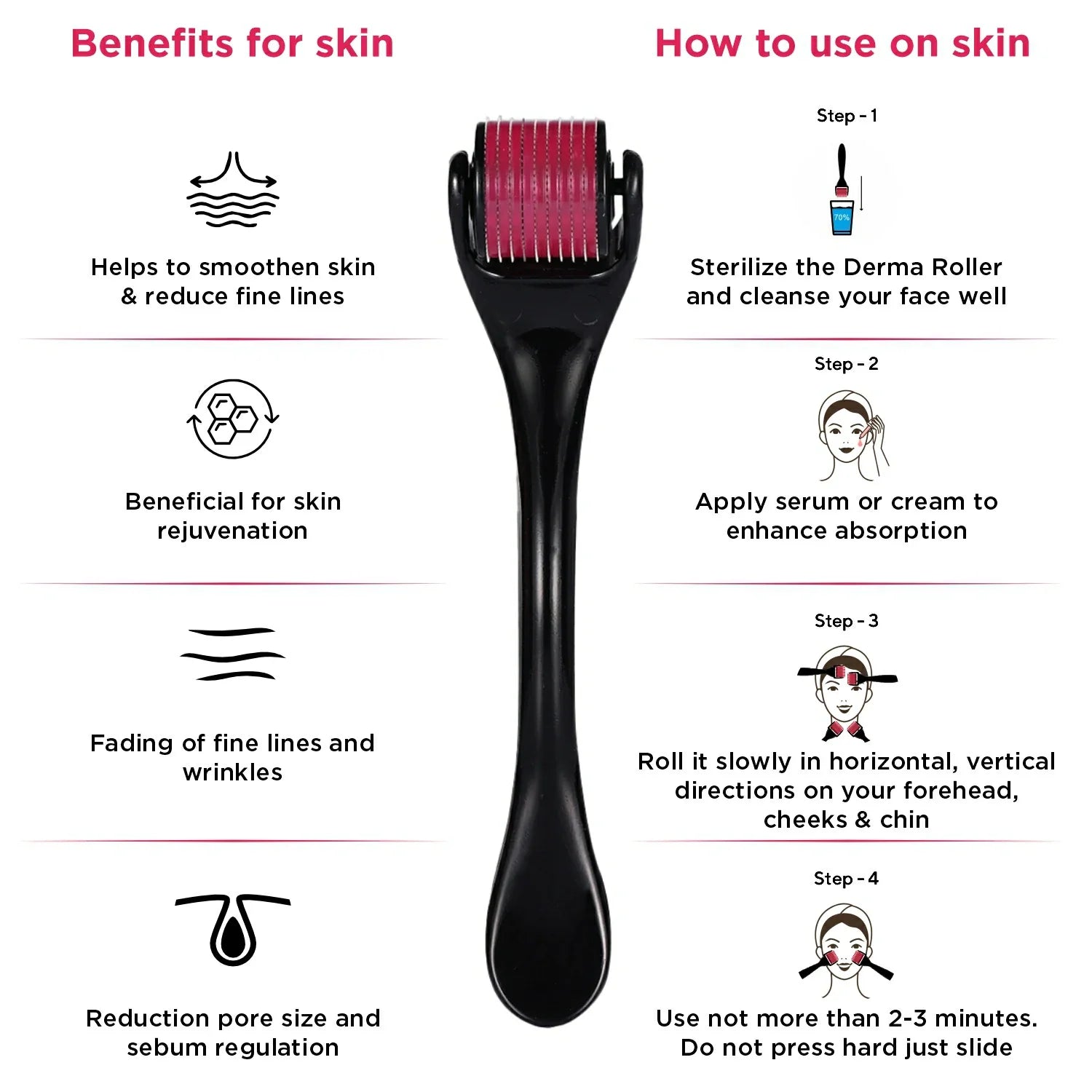 Derma Roller 0.5mm With 540 Stainless Steel Needles