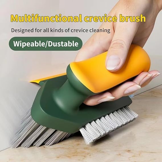 4 in 1 Tile Grout Cleaner Brush with Squeegee, V-Shape Gap Scrub Brush Crevice Cleaning Brush Tools,Multifunctional Scrubbing Floor Brush for Cleaning Corner
