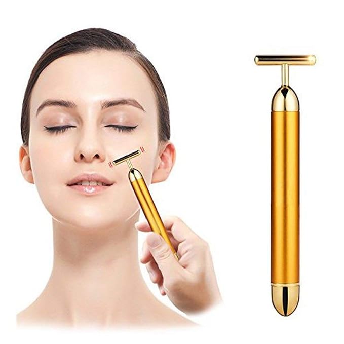 24k Gold Energy Beauty Bar Electric Vibration Facial Massage Roller