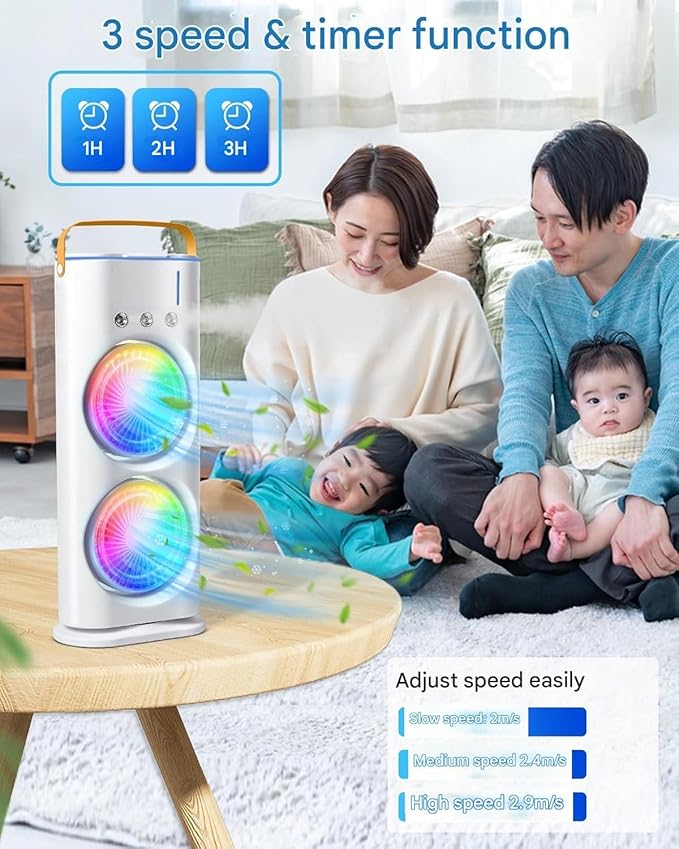 Portable Double-Ended Spray Fan: USB Rechargeable Mini Cooling Desk Fan with Water Mist for Office and Home – ILatest for Gifting