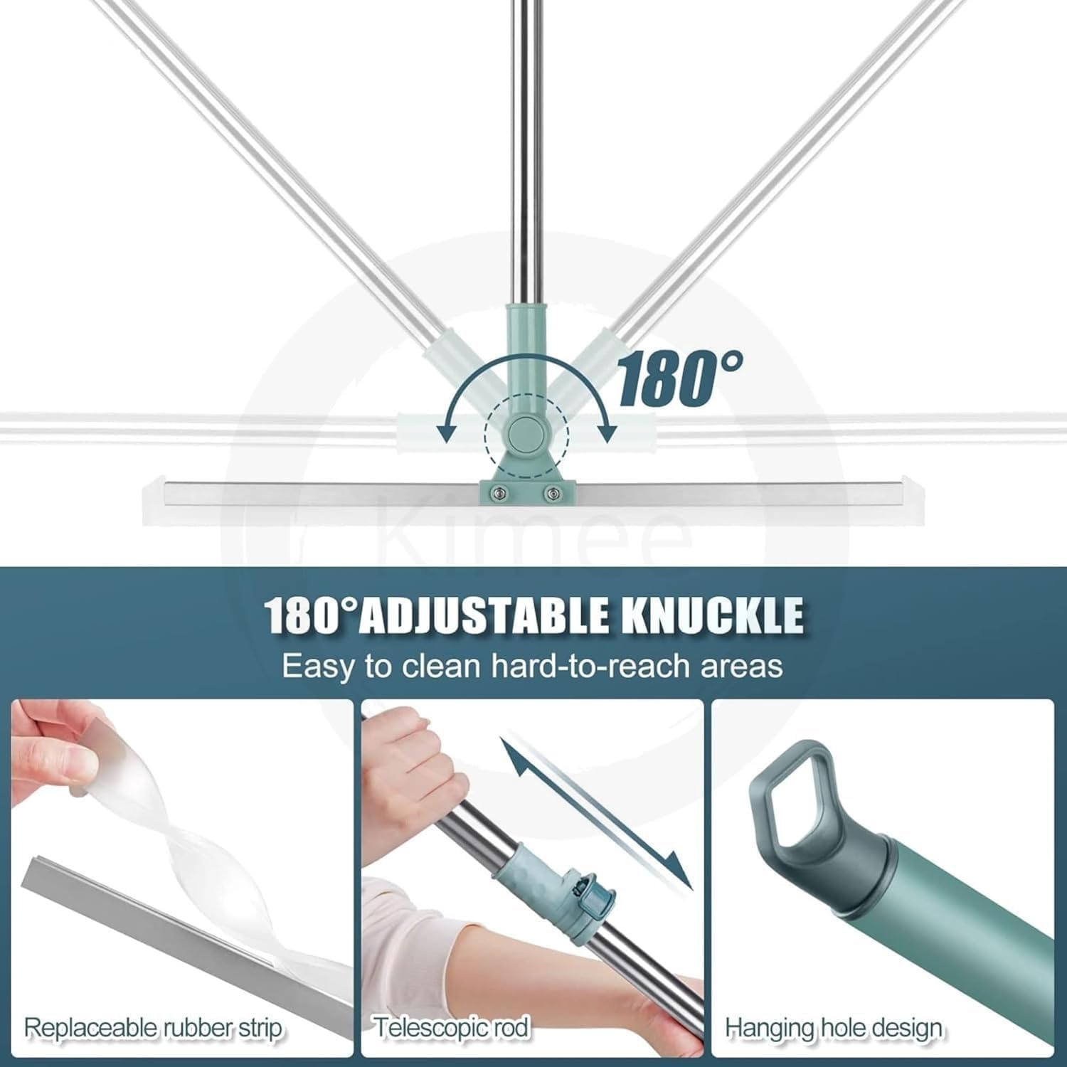 Magic Broom 44" Silicon Floor Wiper Long Handle 180 Degree Rotating