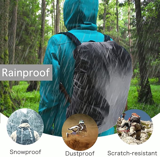 Nylon Bag Cover for Laptop & School Bags, Stretchable Elastic for Perfect Fitting with Buckle Strap, Compact & Portable for Hiking, Camping & Biking