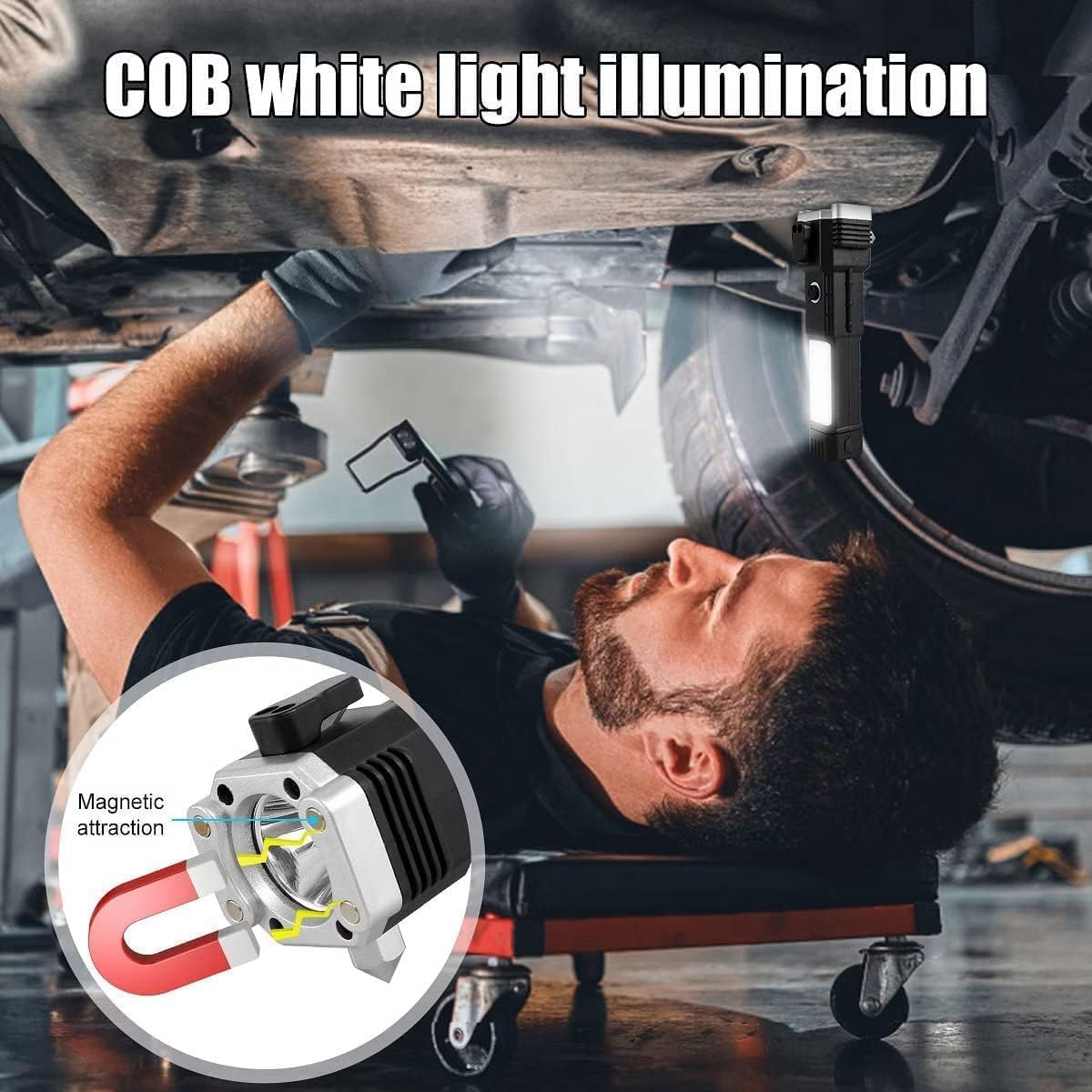 3W Torch Light Rechargeable Torch Flashlight,Long Distance Beam Range Car Rescue Torch with Hammer Window Glass and Seat Belt Cutter Built Portable Rechargeable (1 in 1)
