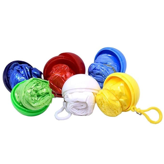 Ball Shape Disposable Raincoat Adults Hood Poncho Ball Rain Coat Waterproof  (Set Of 5)