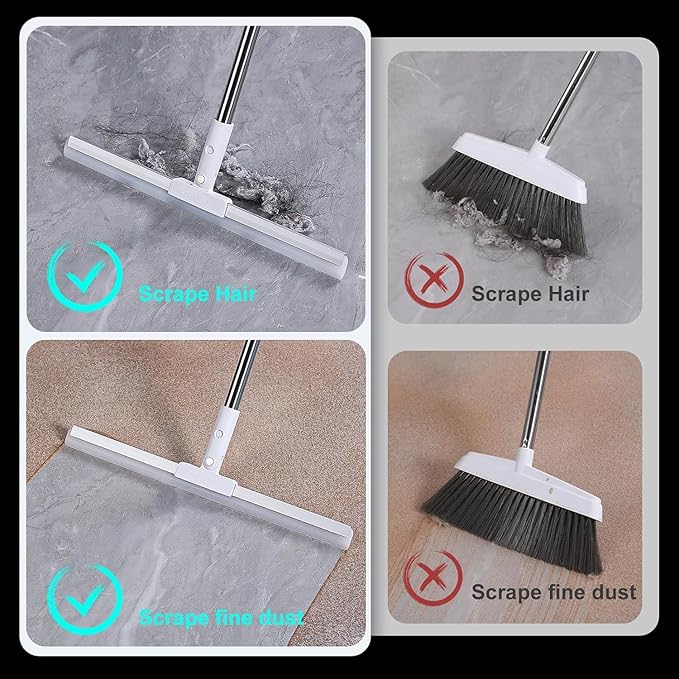 Magic Broom 44" Silicon Floor Wiper Long Handle 180 Degree Rotating