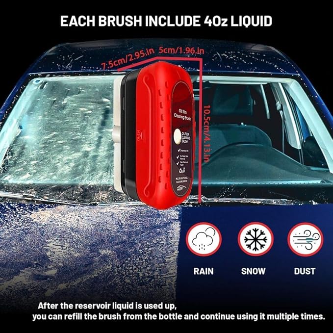 Car Glass Oil Film Cleaning Brush, Automotive Glass Cleaning Tool with Hydrophobic Coating Cleaner