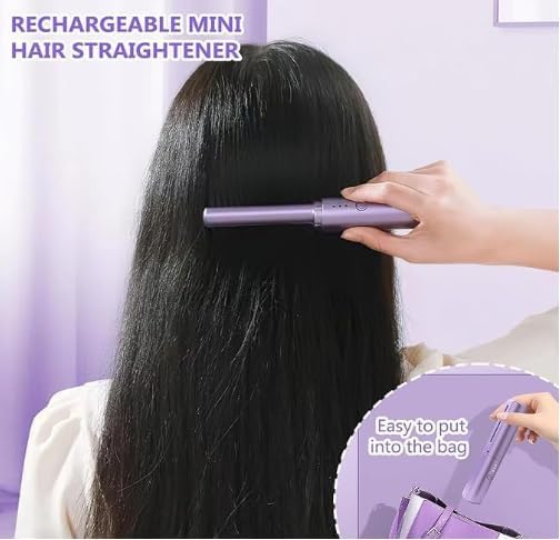 Wireless Hair Styling Comb Magic Versatile Electric Mini Straightener For Curling, Pink