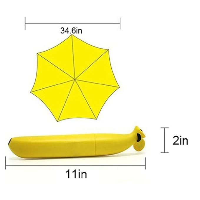 Yellow Stylish Banana Shaped Mini Foldable Umbrella for Women (Pack of 1)
