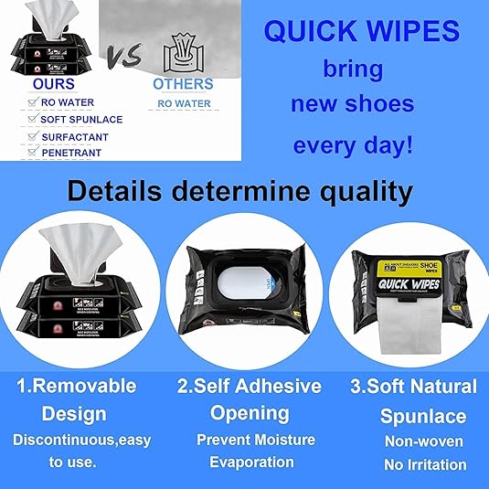 Shoe Cleaner Wipes Portable Sneakers Cleaner Shoe Wipes Quickly Remove Dirt & Stains, Cleaning Kit for Most Footwear
