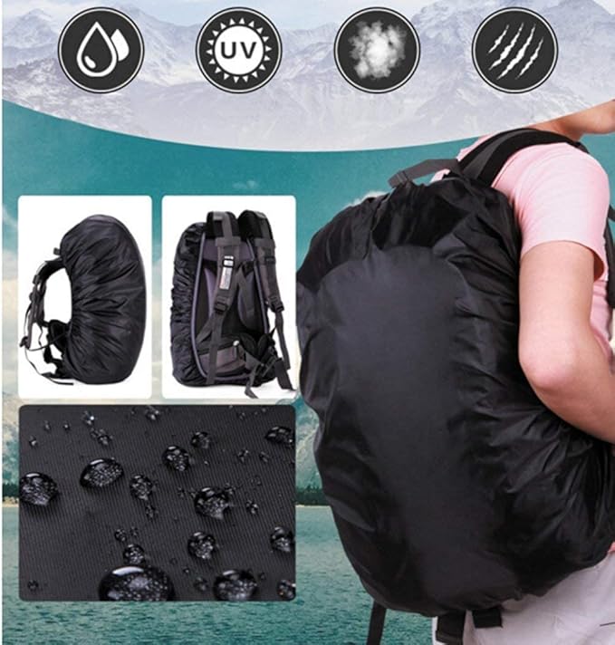 Nylon Bag Cover for Laptop & School Bags, Stretchable Elastic for Perfect Fitting with Buckle Strap, Compact & Portable for Hiking, Camping & Biking