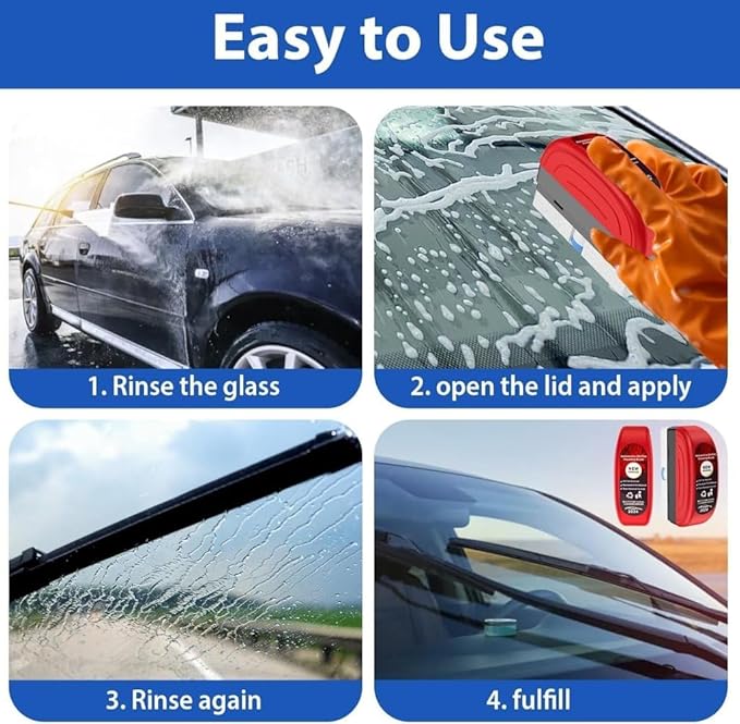 Car Glass Oil Film Cleaning Brush, Automotive Glass Cleaning Tool with Hydrophobic Coating Cleaner