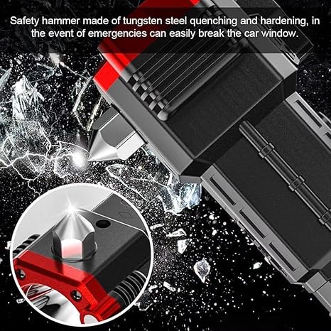 3W Torch Light Rechargeable Torch Flashlight,Long Distance Beam Range Car Rescue Torch with Hammer Window Glass and Seat Belt Cutter Built Portable Rechargeable (1 in 1)