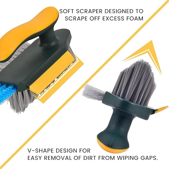 4 in 1 Tile Grout Cleaner Brush with Squeegee, V-Shape Gap Scrub Brush Crevice Cleaning Brush Tools,Multifunctional Scrubbing Floor Brush for Cleaning Corner