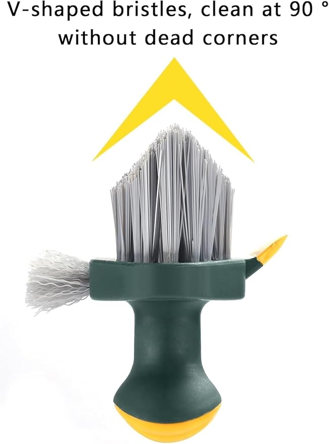 4 in 1 Tile Grout Cleaner Brush with Squeegee, V-Shape Gap Scrub Brush Crevice Cleaning Brush Tools,Multifunctional Scrubbing Floor Brush for Cleaning Corner