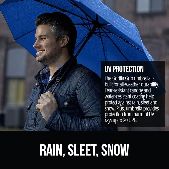 Portable Auto Travel Umbrella - Windproof for Rain, Strong for Wind, Auto Open/Close Button, Perfect Car Umbrella for Men & Women (Black)