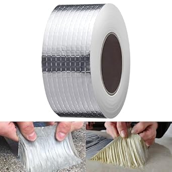 Leakage Repair Waterproof Aluminium Rubber Tape, Hot & Cold Temperature Aluminium Foil Tape, Perfect for Sealing Water Leakage (5 CM x 5M, Silver, 2