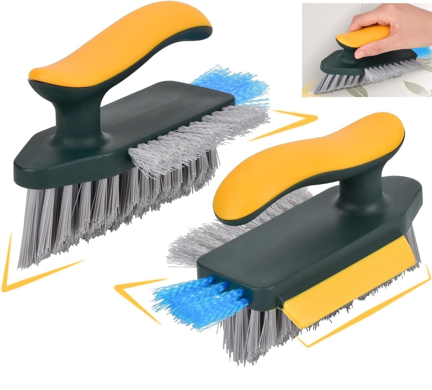 4 in 1 Tile Grout Cleaner Brush with Squeegee, V-Shape Gap Scrub Brush Crevice Cleaning Brush Tools,Multifunctional Scrubbing Floor Brush for Cleaning Corner