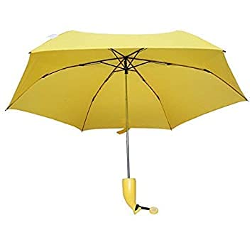 Yellow Stylish Banana Shaped Mini Foldable Umbrella for Women (Pack of 1)